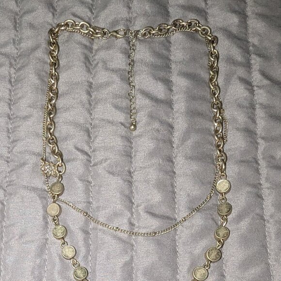 $3 with Bundle ~ Canvas Celestial Coin Layered Necklace 5277 - Picture 2 of 6